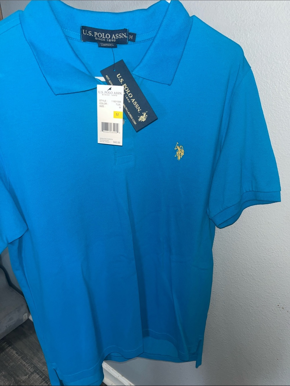 U.S. Polo Assn. Bright Turquoise Polo with Yellow Logo